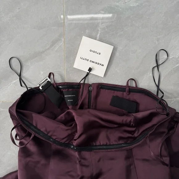 Women’s Massimo Dutti Studio Spaghetti Strap High Slit Formal Dress 9276 Medium - Picture 9 of 16